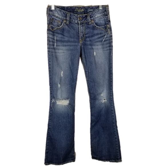 Silver Women Jean Sz 27 SUKI Surplus Boot Cut - Picture 3 of 6